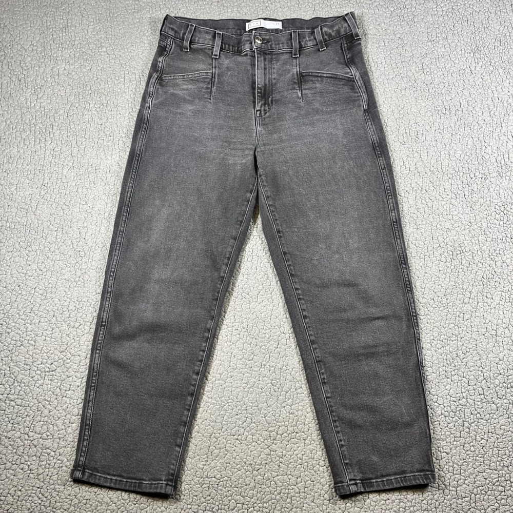 AYR The Beat Jeans Womens 32 Faded Black High Rise Straight Leg Cropped Denim